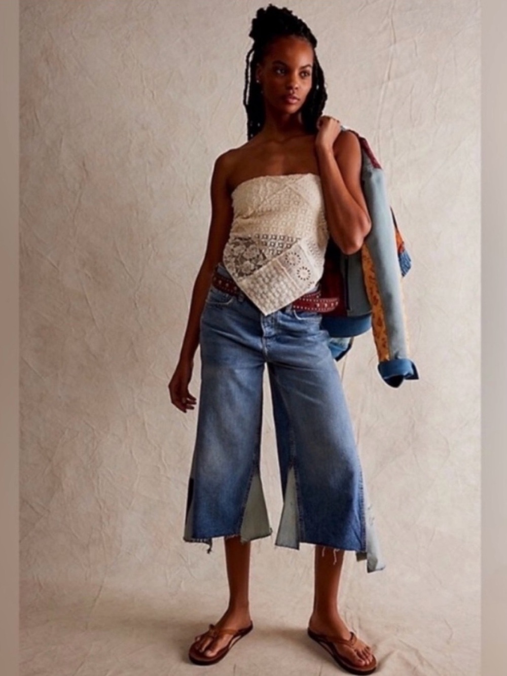 FREE PEOPLE We the Free Ripple Wide Leg Crop